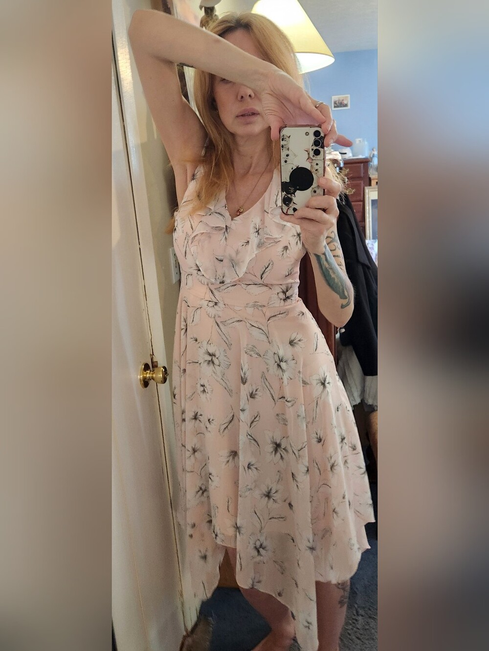 KENZIE DRESSES FLUTTER SLEEVE PINK DRESS, 6
